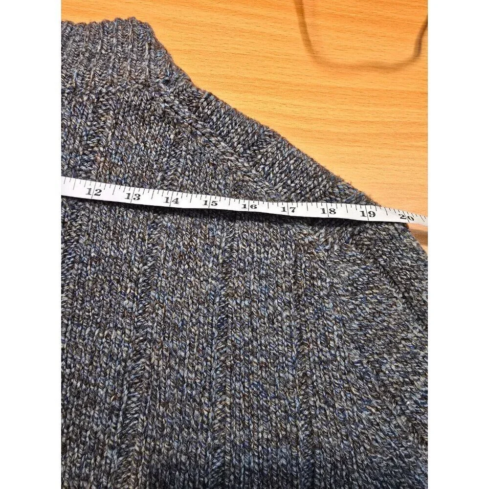Express Mens Cardigan Sz XL Full Zip Chunky Knit Stretch Mock Neck Wool Blend
